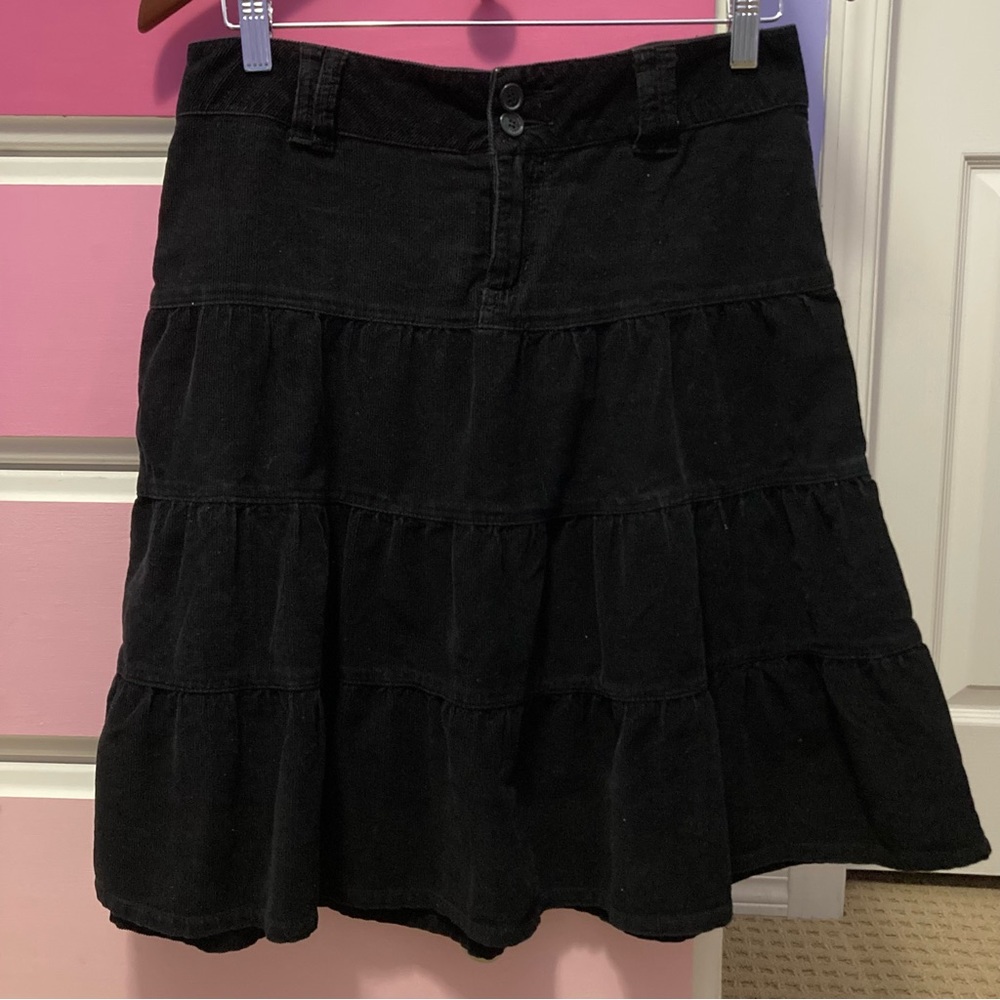 ❤️Bongo Black corduroy three tiered midi skirt